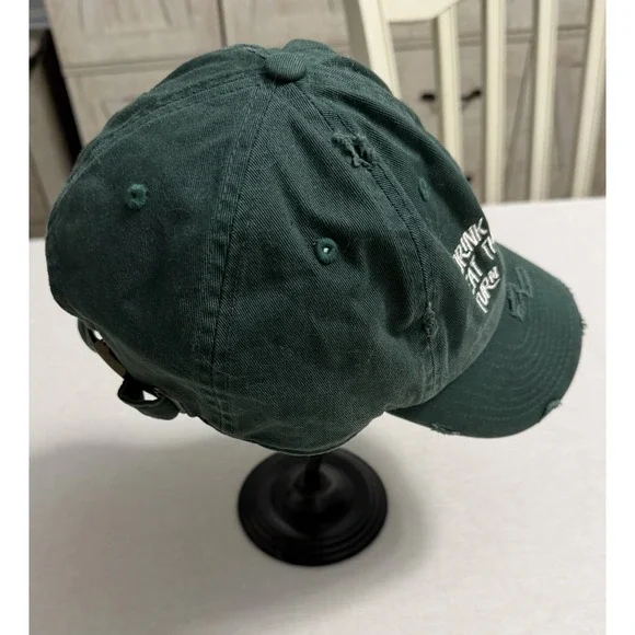 KBETHOS Vintage Distressed Dad Hat Green Graphic Quote Strapback Cap Grunge New - Picture 8 of 10